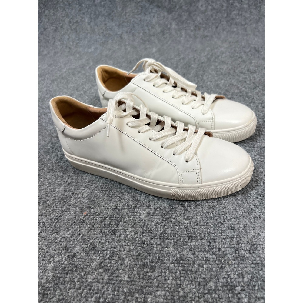 Quince Women White Leather Low Top Sneakers Lace Up Trainers Size 10